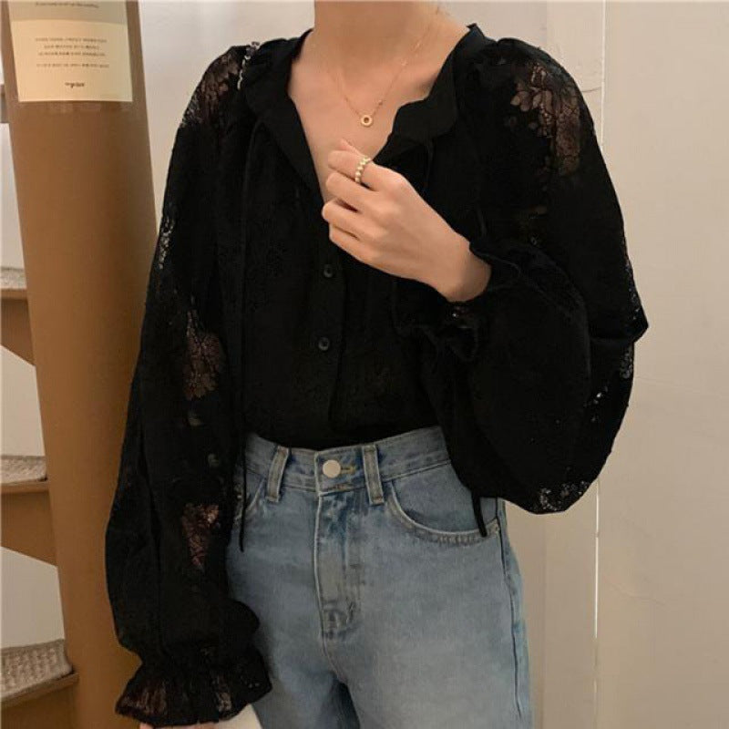 【Tops】ゆったり春秋レースシャツ Z7119
