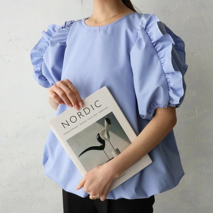 【Tops】フリル半袖シャツ T01693