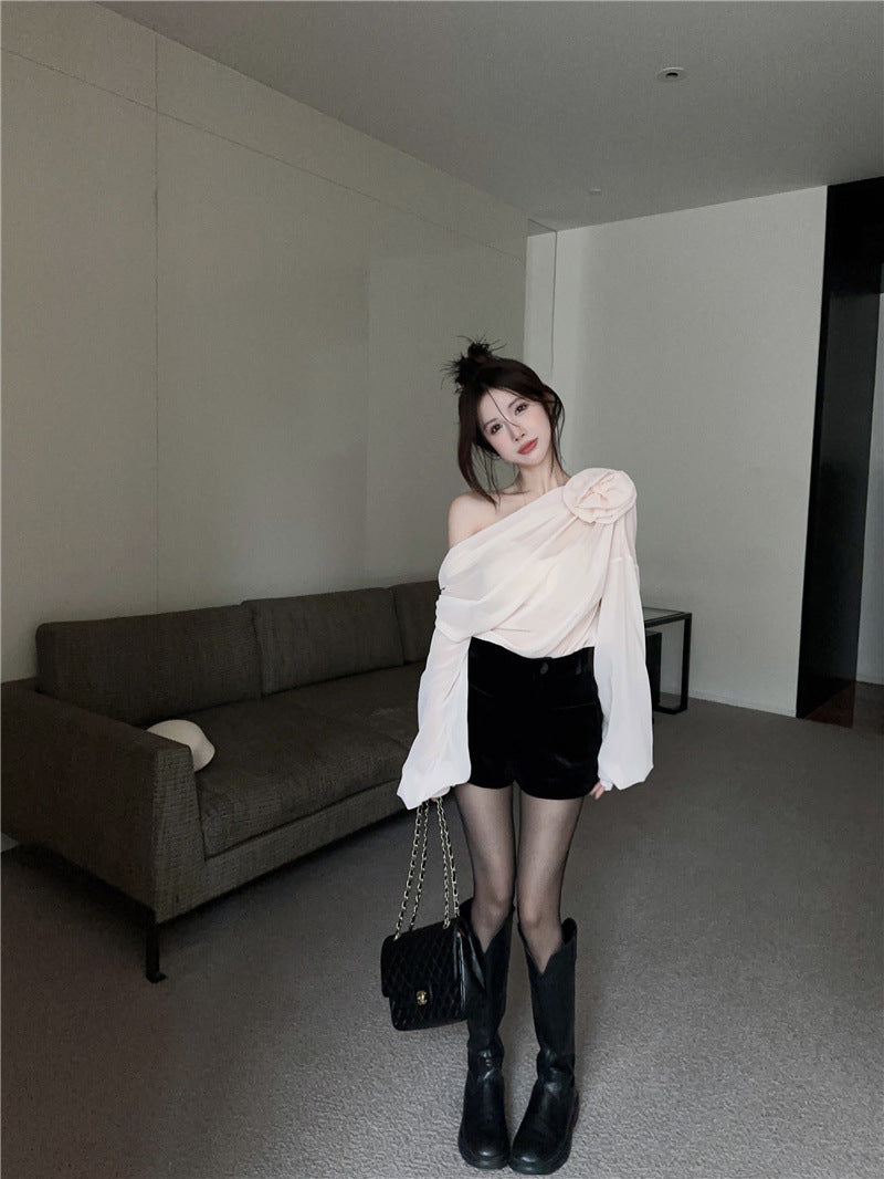 【Tops】透け感シフォンブラウス Z7061