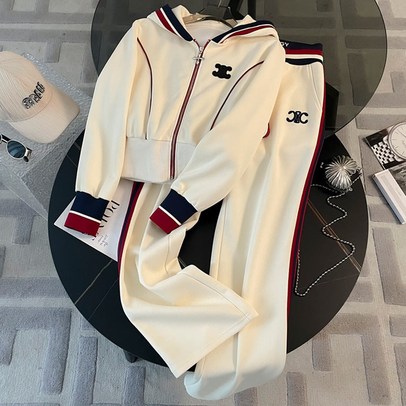 【Set】ロゴ付き2点セット パーカー+ スウエットパンツ Z-6413