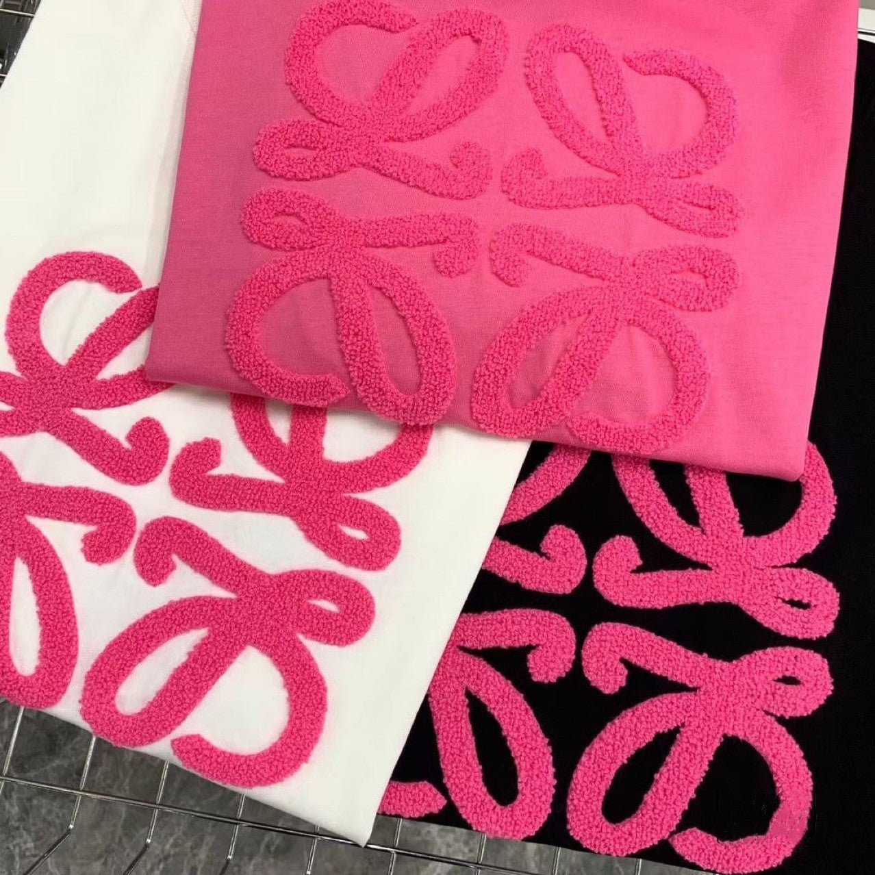 【Tops】3色選択可刺繍Tシャツ W12422