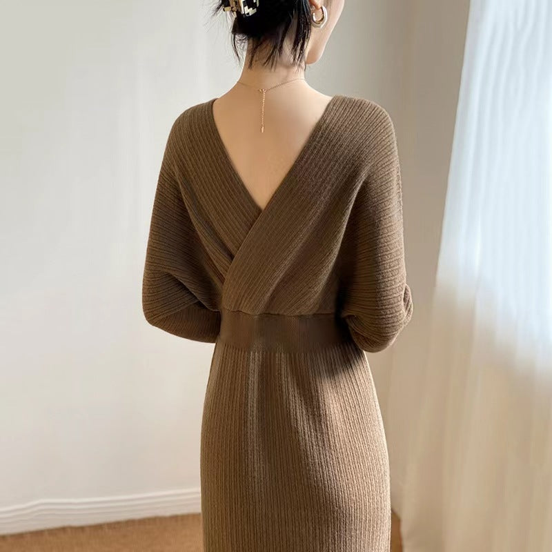 【Dress】新入荷~フェミニン無地ニットワンピース Z-5909