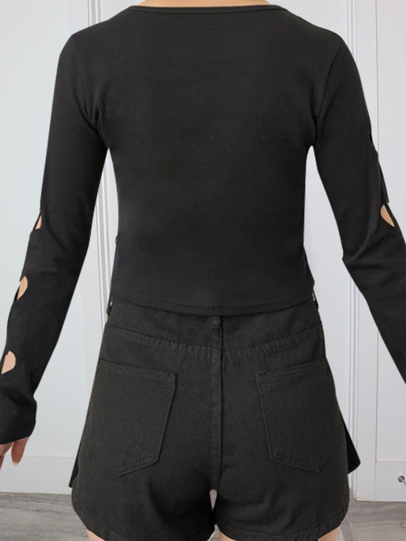 【Tops】ハート♡透かし彫りTシャツ W13255