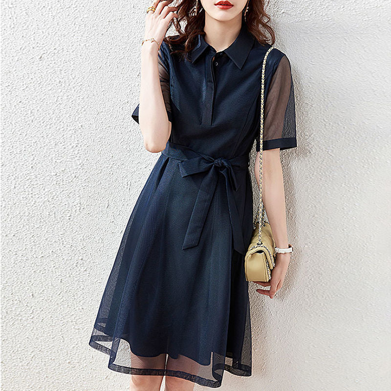 【Dress】新作アイテム~フェミニン無地Aライン透け感シャツワンピース Z-5503
