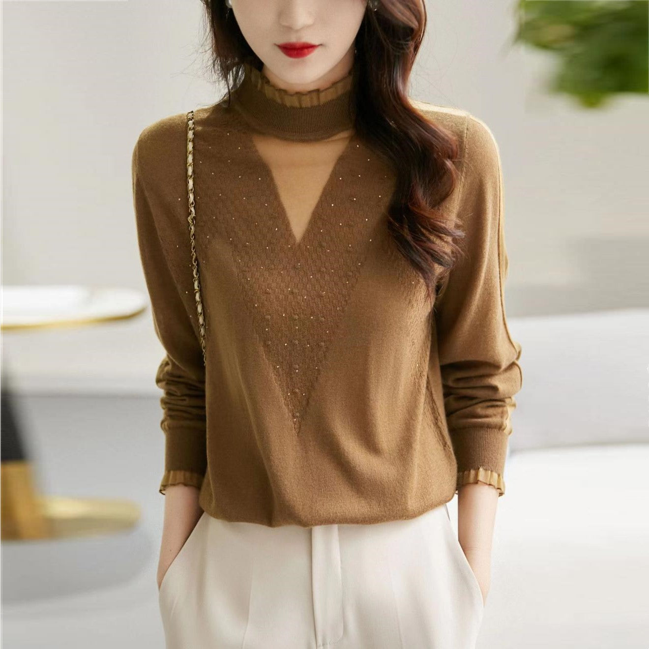 【Tops】新作アイテム~チュール切替ブラウス Z-5833