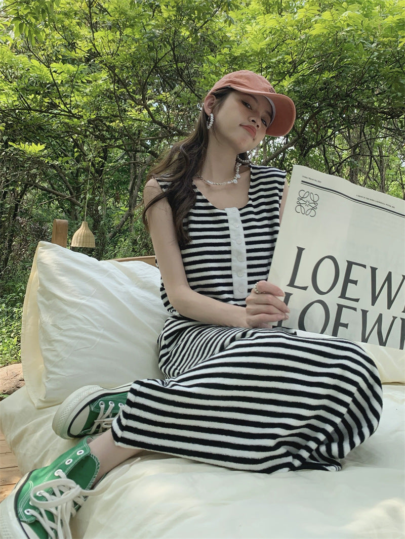 【Dress】ストライプ柄ワンピース T01359