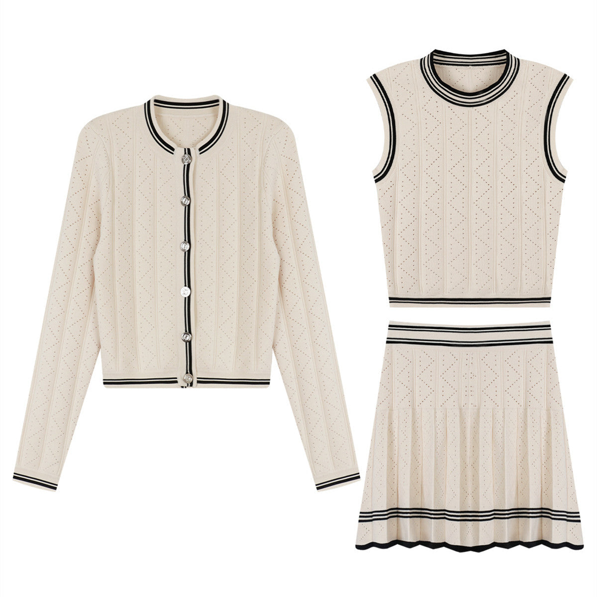 【Set】3点セット カーディ + タンクトップ + スカート W11141