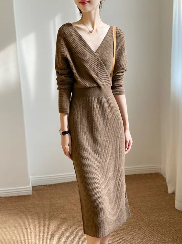【Dress】新入荷~フェミニン無地ニットワンピース Z-5909