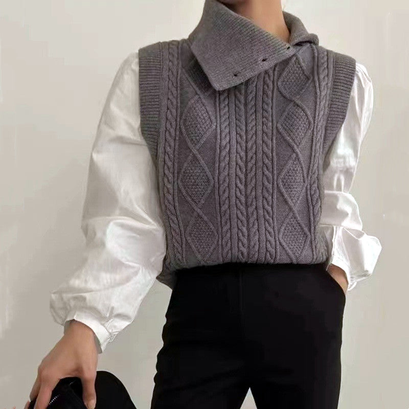 【Tops】3色展開フェイクレイヤードセーター W13725