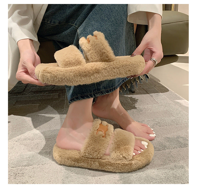 【Shoes】3色展開ファースリッパ W13365