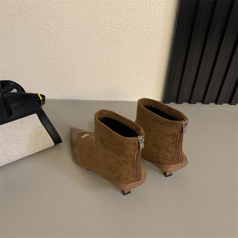 【Shoes】切替デザインハイヒールブーツ Z7822