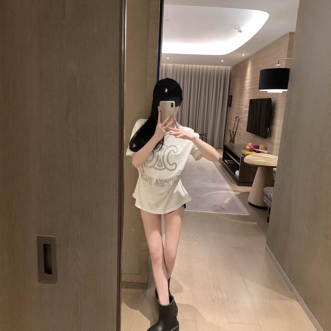 【Tops】キラキラダイヤモンドデザインTシャツ T01584