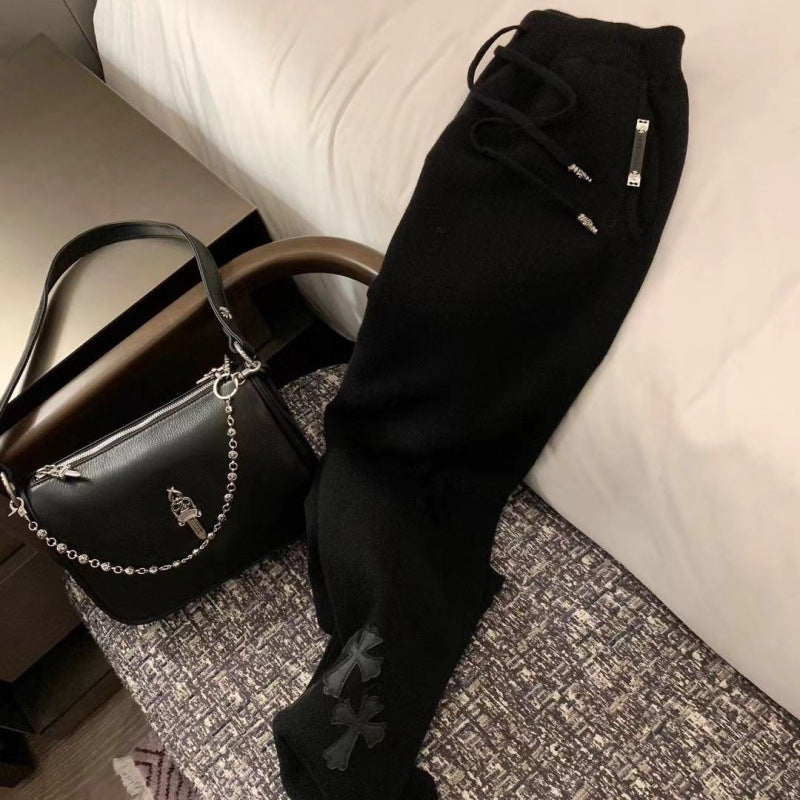 【Bottoms】大きサイズダメージワイドパンツ Z7978