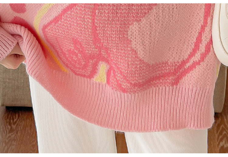 【Tops】大人可愛いくま付きセーター W9524