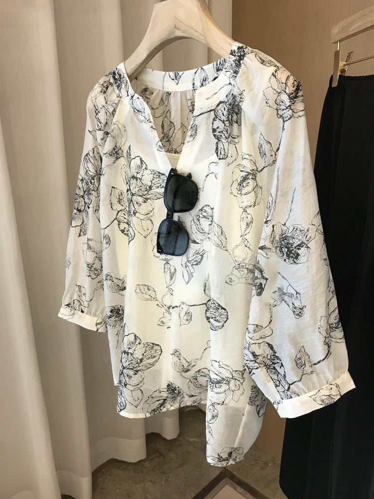 【Tops】プリントブラウス W11804