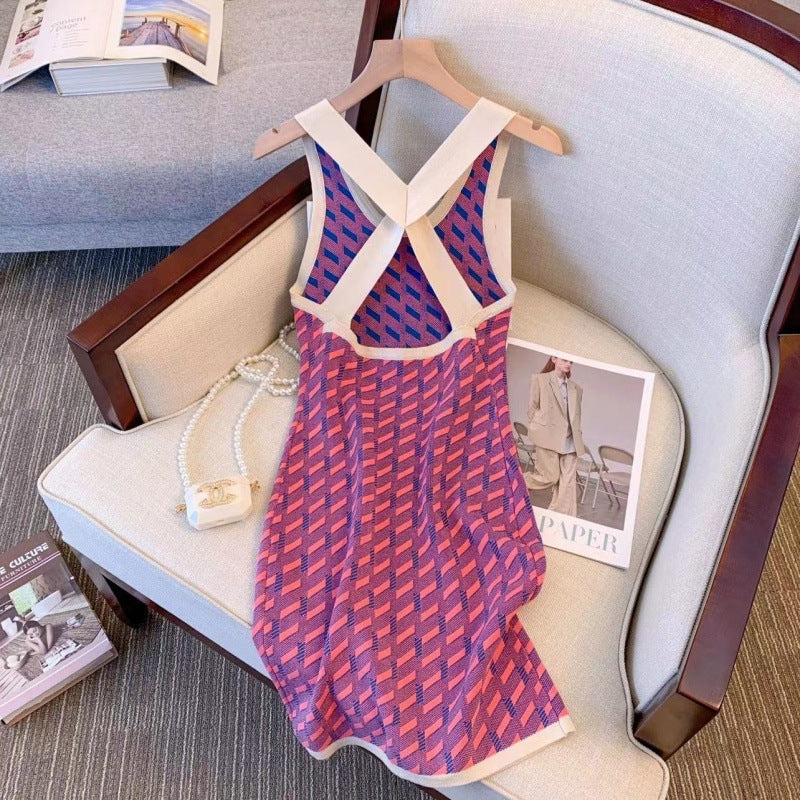 【Dress】透かし彫りニットワンピース W10878