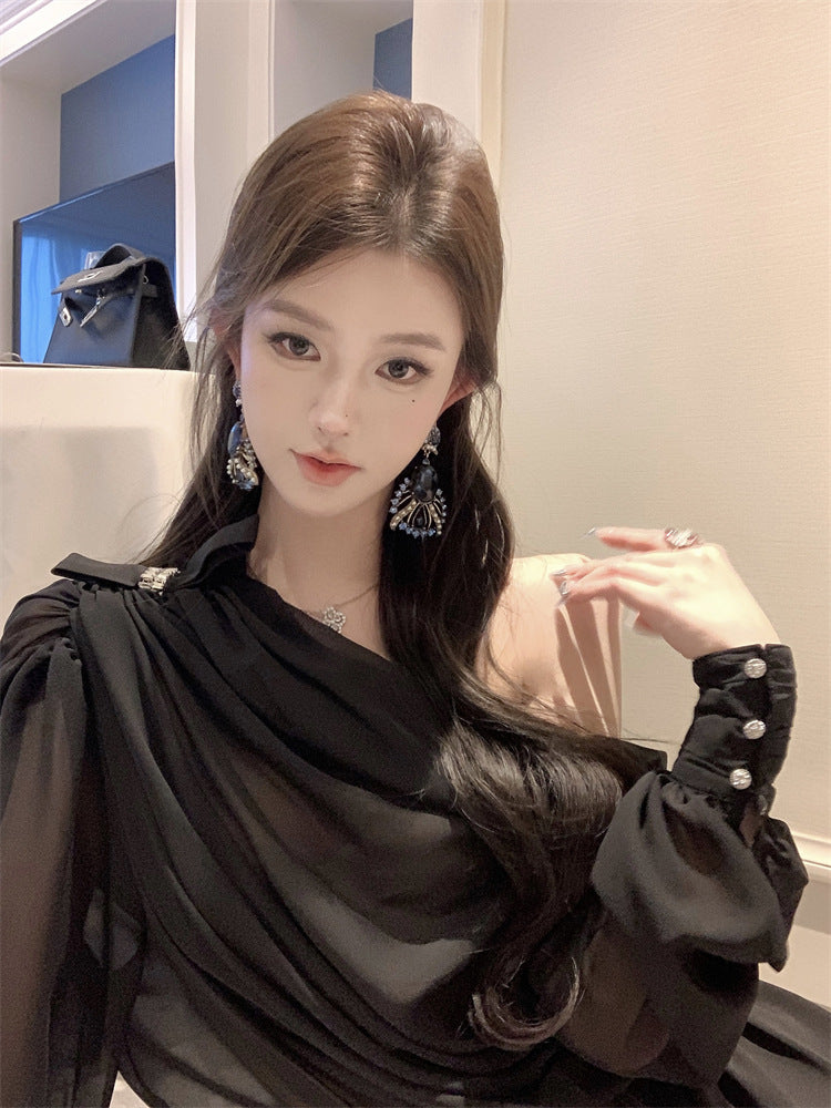 【Set】リボン付きトップス+ミニスカートセット T01383