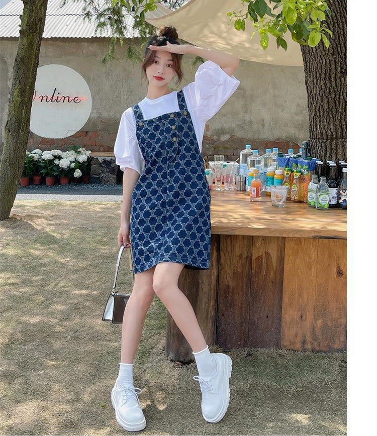 【Set】2点セット Tシャツ+サロペット  W12037