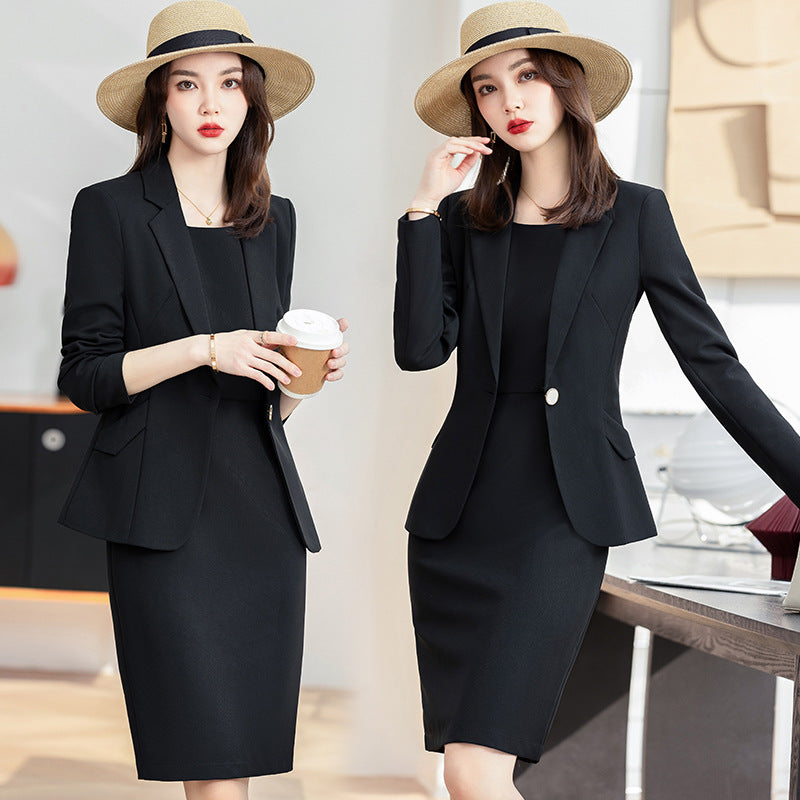 【Set】スーツジャケット+ワンピース 通勤セット Z7740