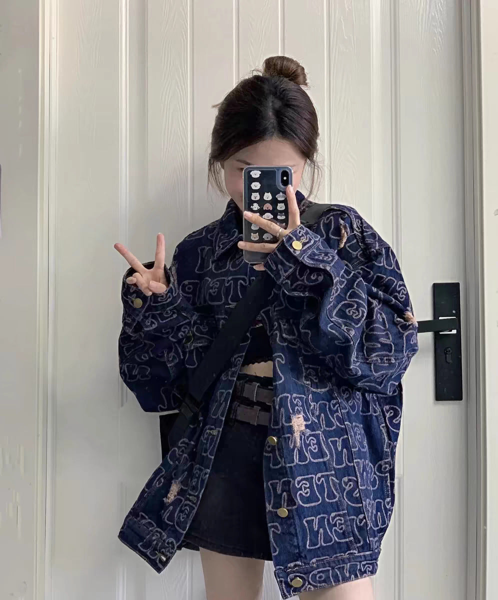 【Outer】英文字デニムジャケット W14043