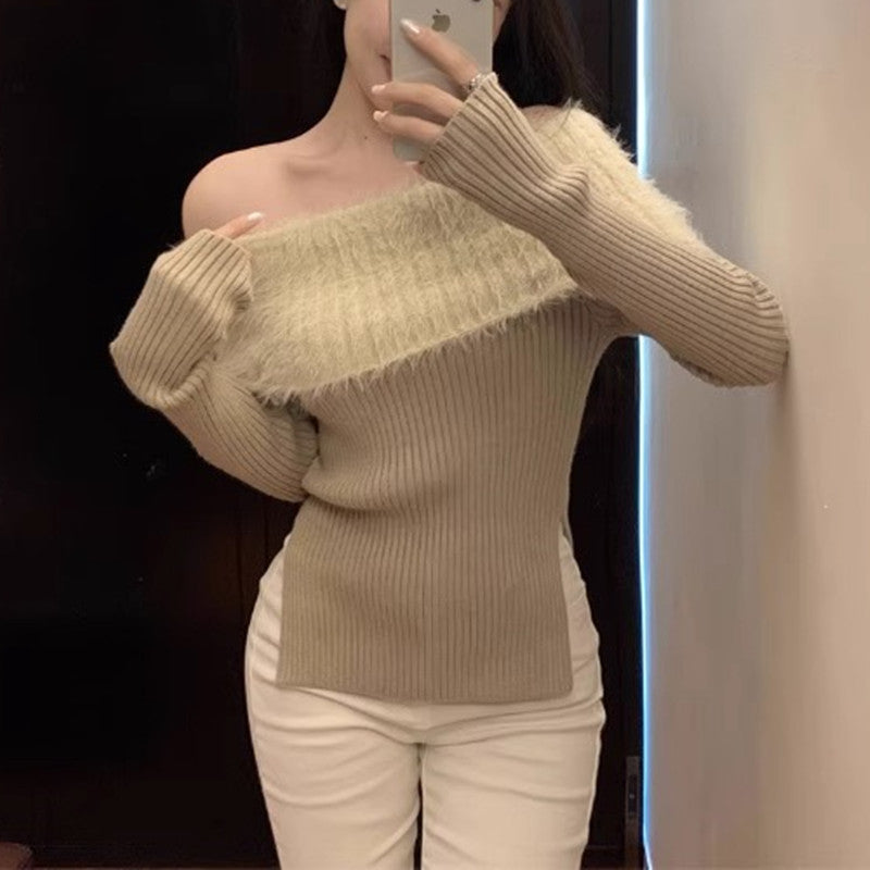 【Tops】オフショルダーニット W13768