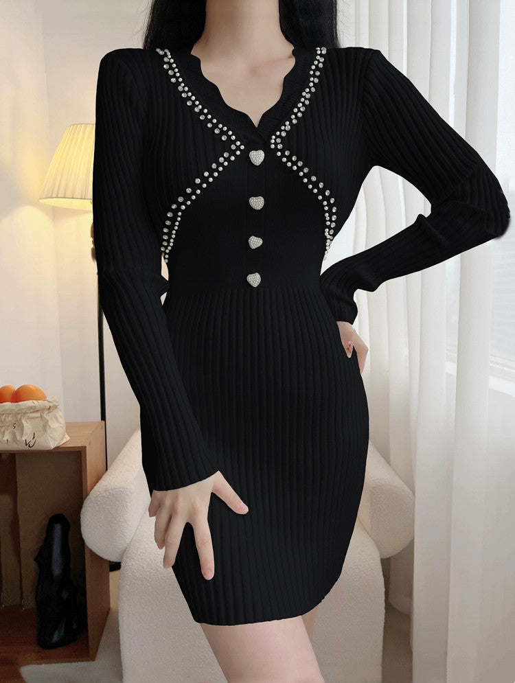 【Dress】タイトニットワンピース W10007