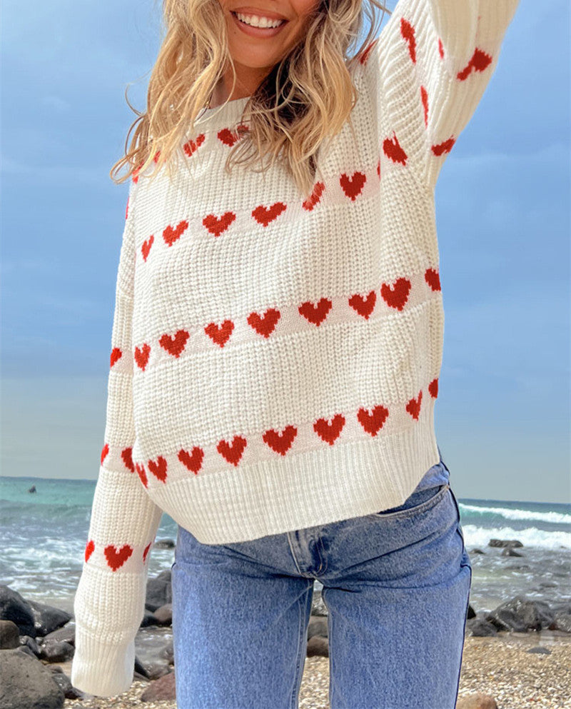 【Tops】2色展開ハート♡セーター W13563