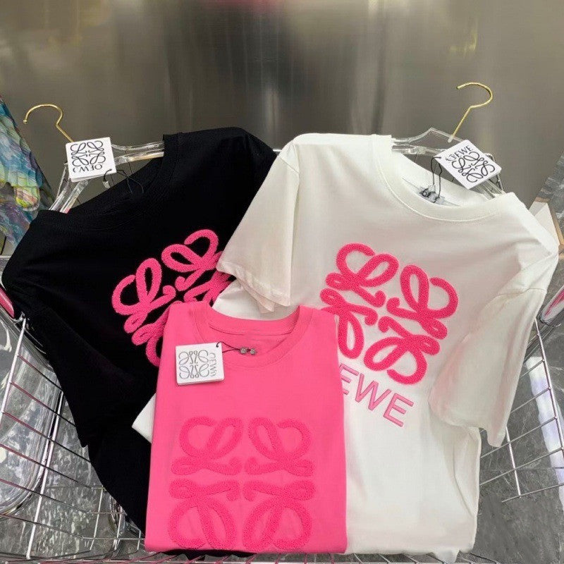 【Tops】3色選択可刺繍Tシャツ W12422