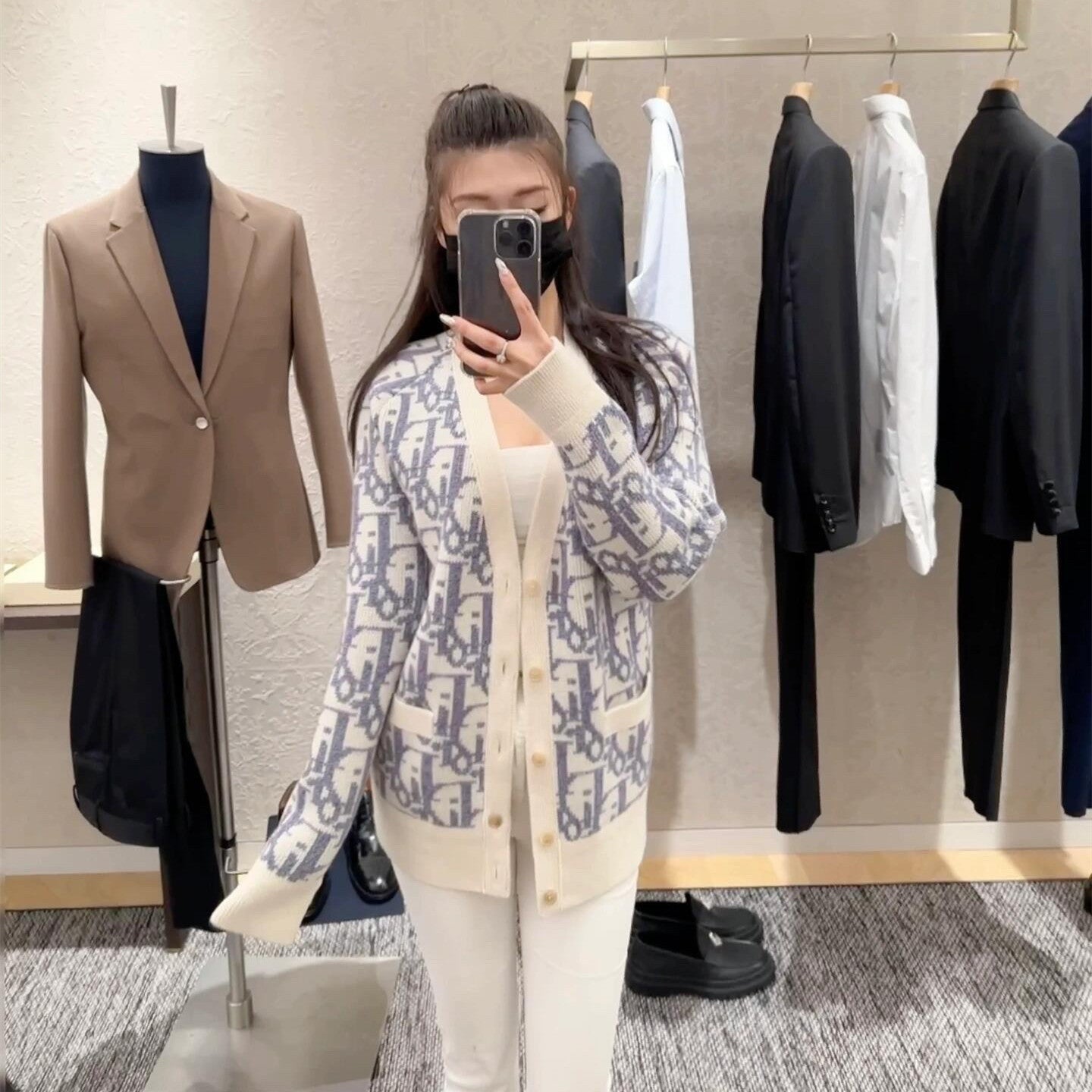 【Outer】ジャカードニットカーディカン W14415