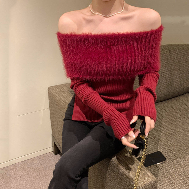 【Tops】オフショルダーニット W13768