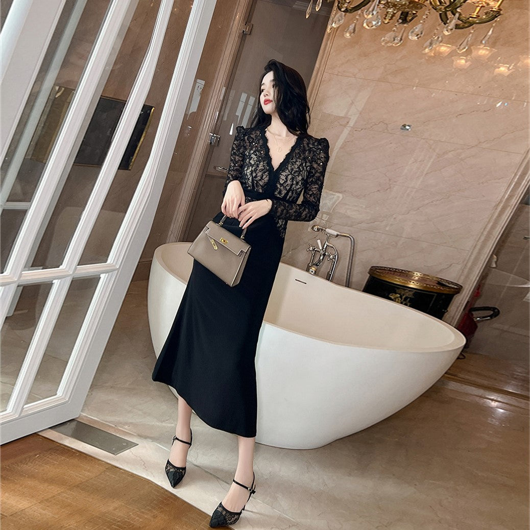【Dress】レース切替フェミニンワンピース Z7676