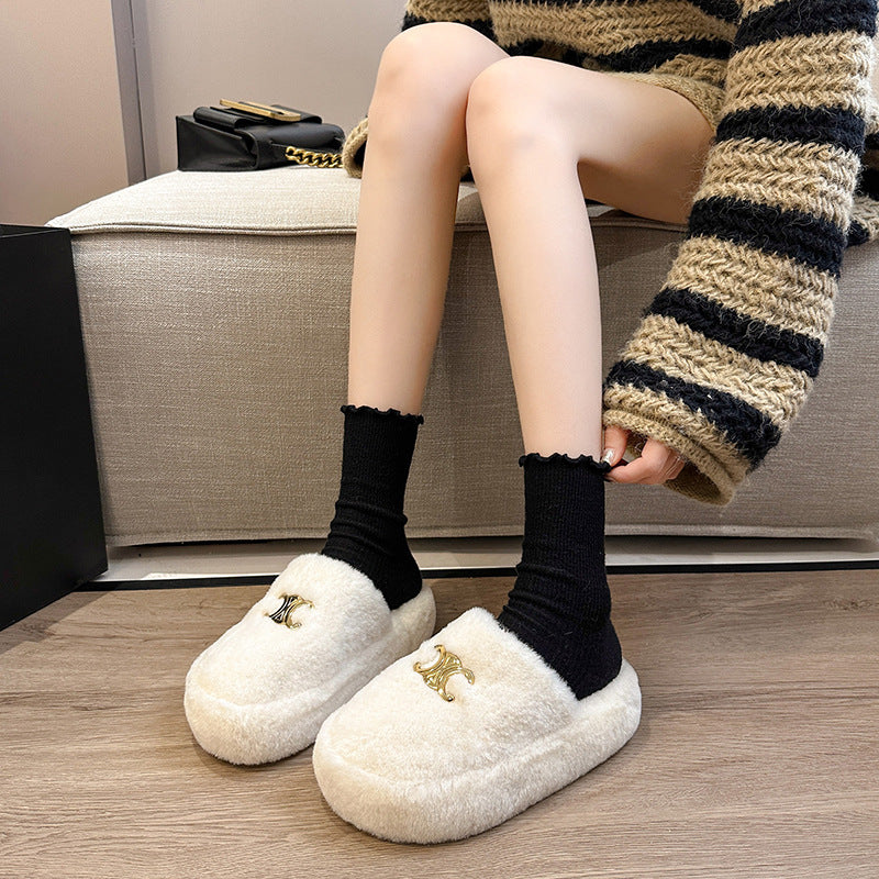 【Shoes】厚底ファースリッパ Z8165