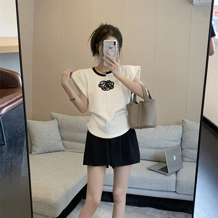 【Tops】不規則ネックラインTシャツ T01461