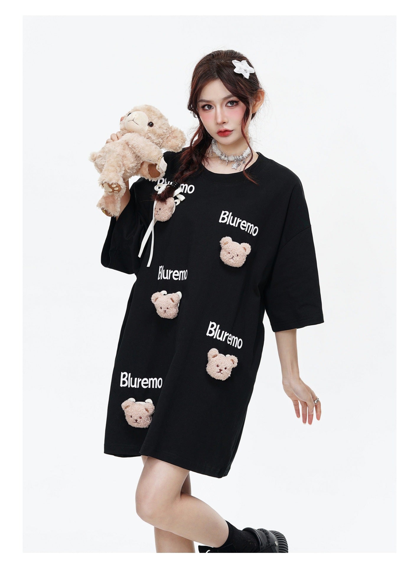 【Tops】クマデザインTシャツ W12427