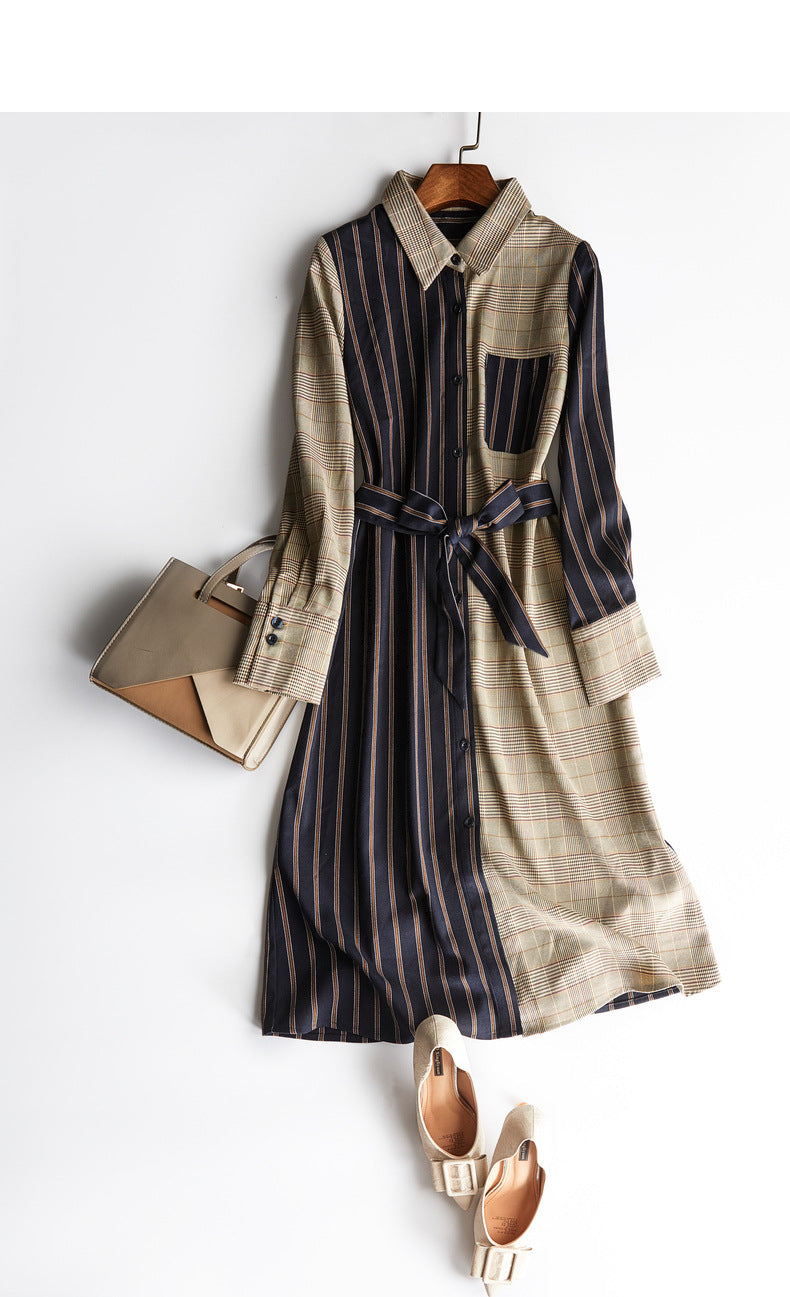 【Dress】切り替えデザインシャツワンピース W8628