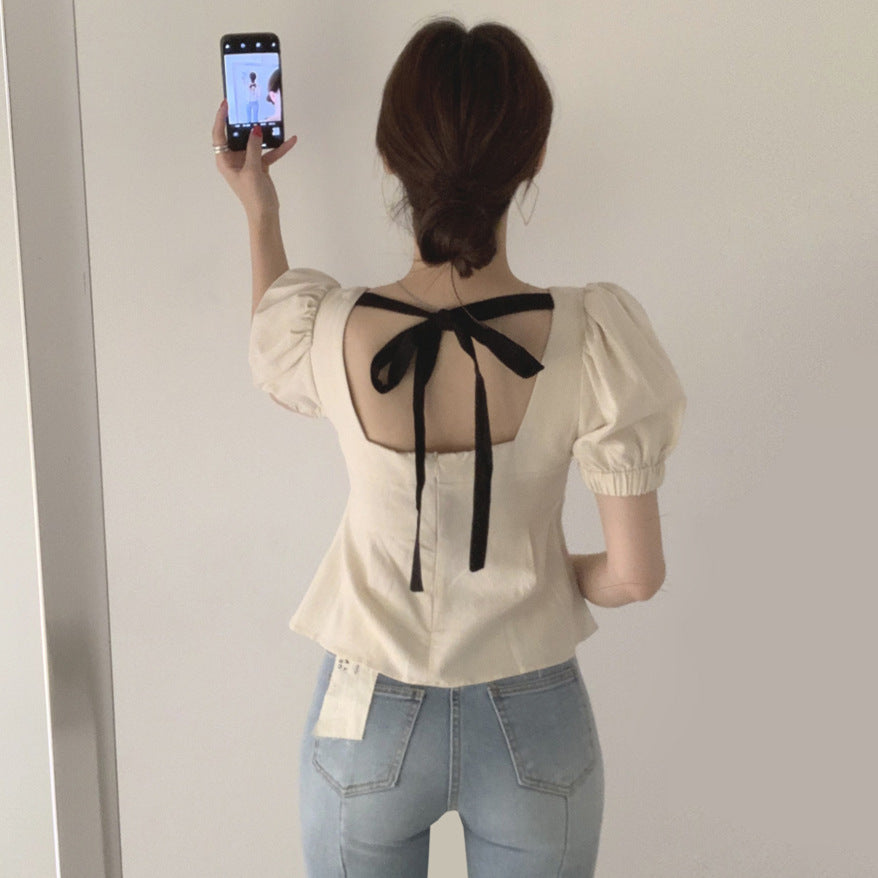 【Tops】バック透かし彫りブラウス W10957