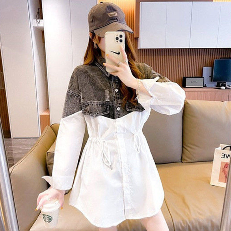 【Dress】デニム切替シャツワンピース新入荷 W8667