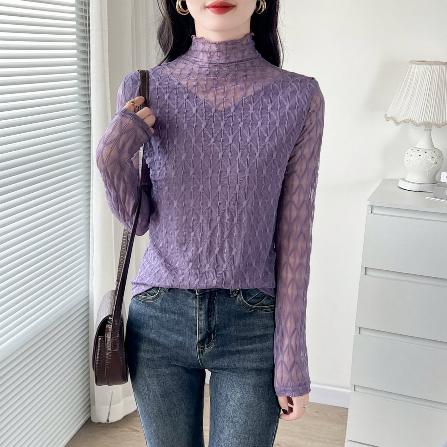 【Tops】フェイクレイヤードセクシーTシャツ W14213