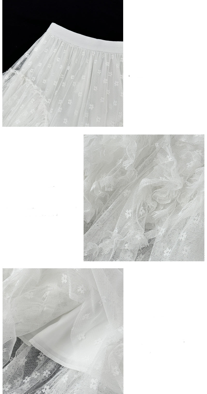 【Bottoms】レース切り替えスカート T01349