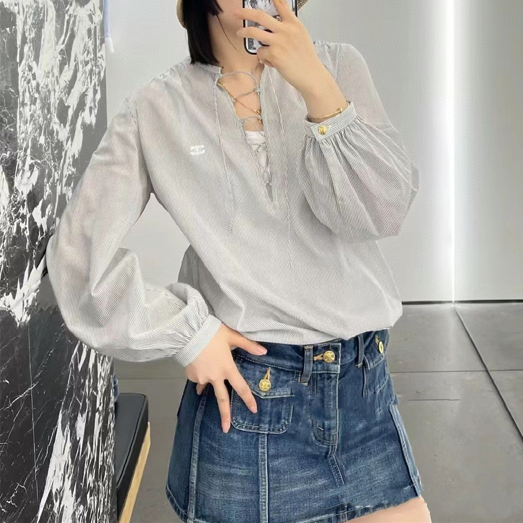 【Tops】2色展開シャツ W12488
