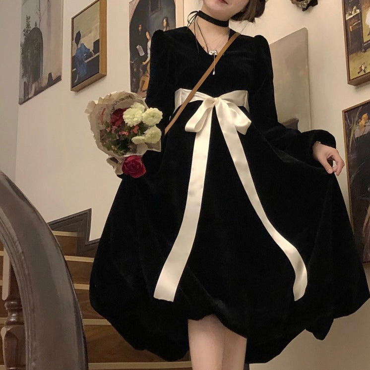【Dress】着痩せベルベットワンピース Z8025