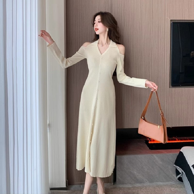 【Dress】肩見せニットワンピース Z8367