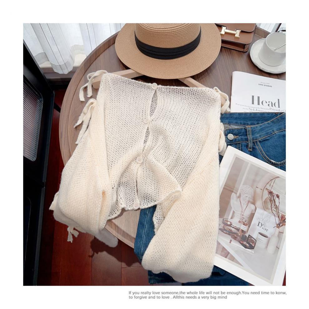 【Tops】back透かし彫りニット W14137