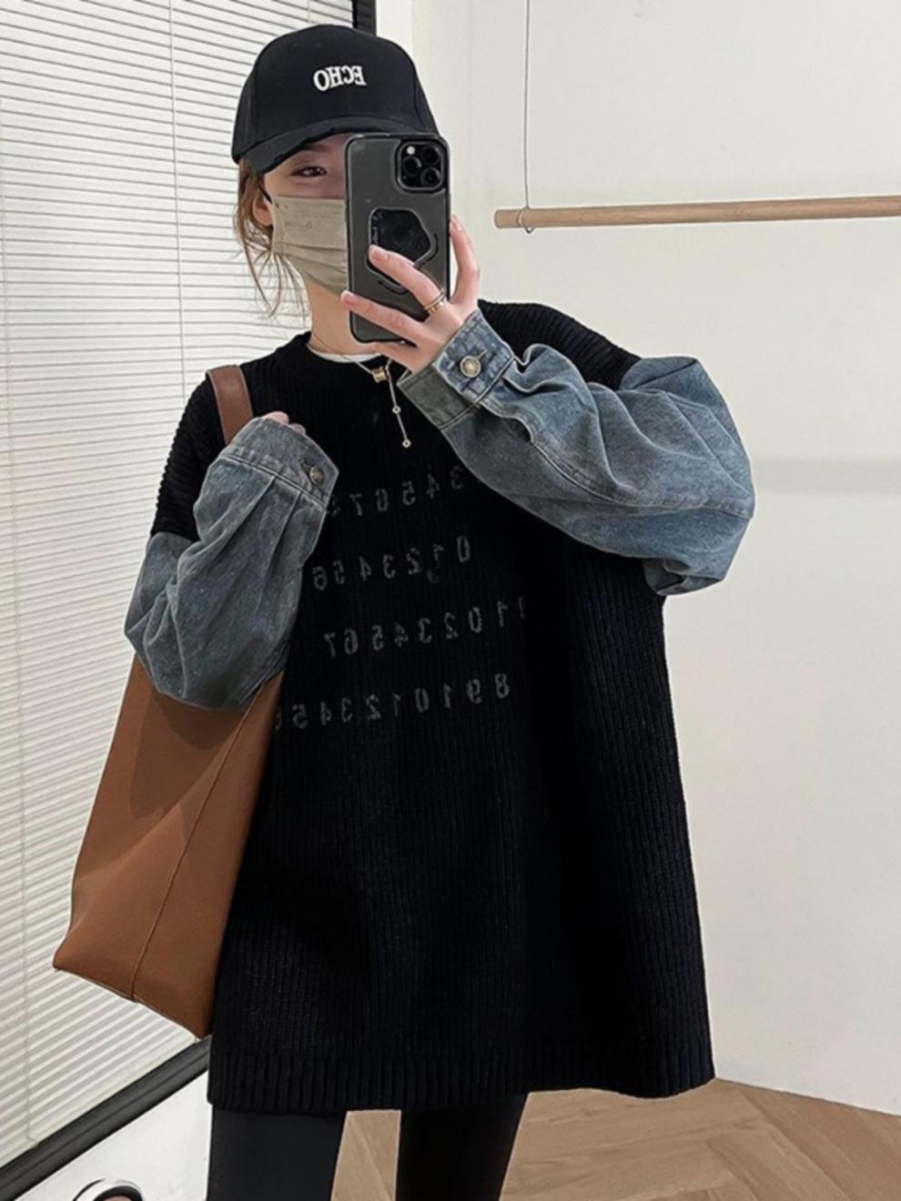 【Tops】切り替えデザインセーター W13981