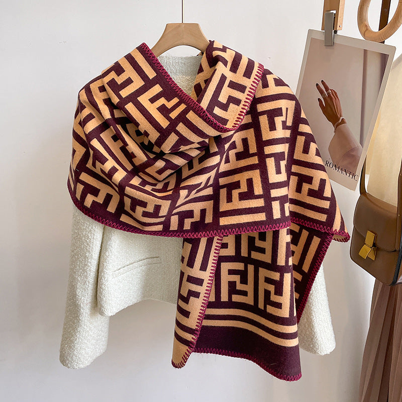 【雑貨】英文字ジャカードマフラー Z8052