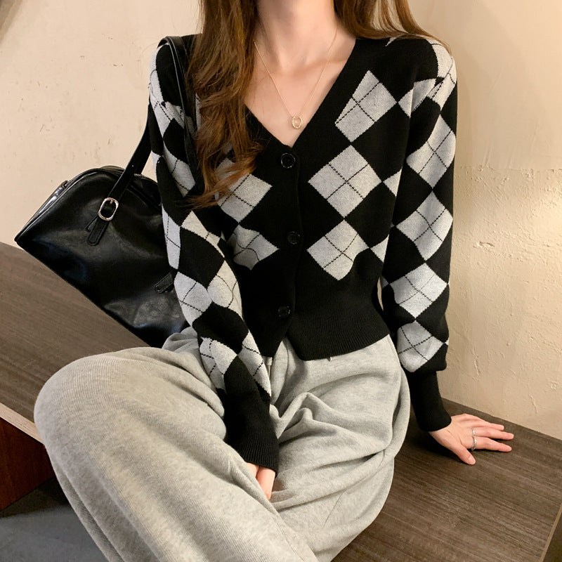 【Tops】アーガイル柄ニット W14457