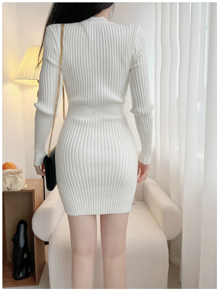 【Dress】タイトニットワンピース W10007