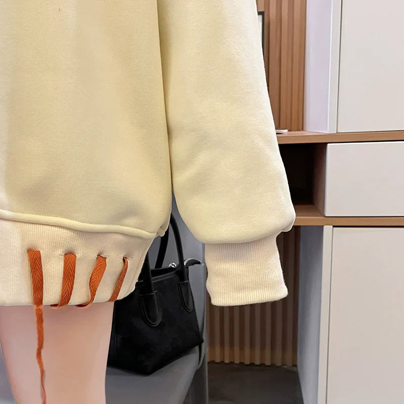 【Tops】絶対流行~人気ゆったりハート柄♡春秋パーカー W7820