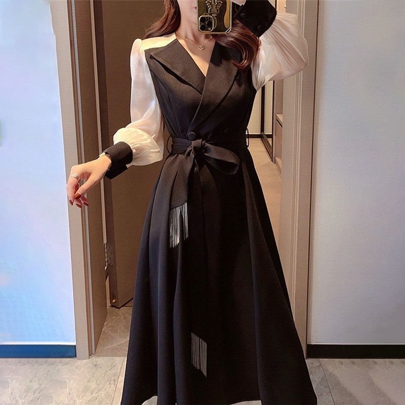 【Dress】配色OL通勤ワンピース Z7755