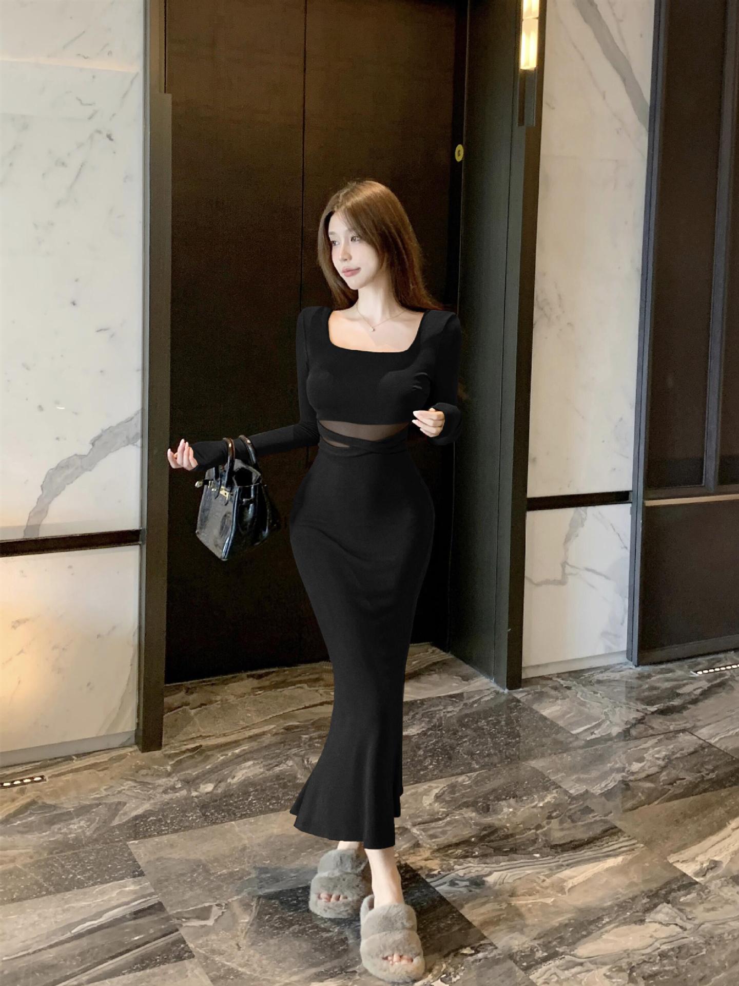 【Dress】2色展開長袖ワンピース W14425